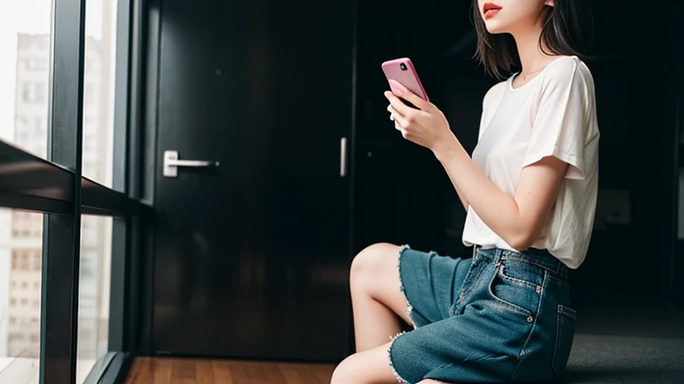 スマホを触っている女風ユーザーの画像